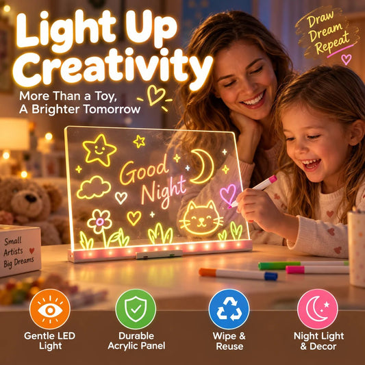 🎨 LED Drawing Board for Kids – Erasable Acrylic Art Board