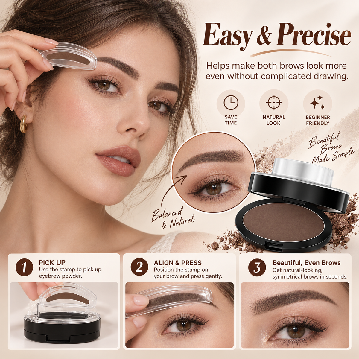 🔥 Limited-time 50% off — Instant Eyebrow Stamp Powder Kit – Quick &amp; Easy Brow Shaping