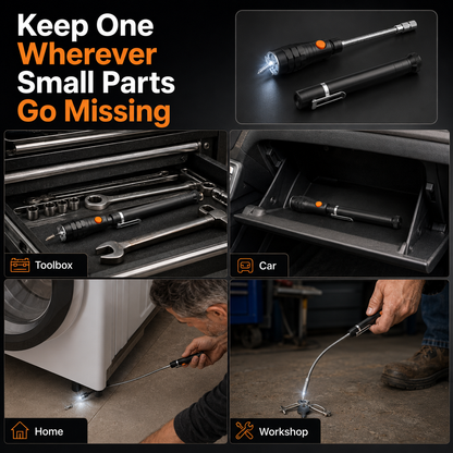 3-in-1 Telescopic Magnetic Pickup Tool with LED Light