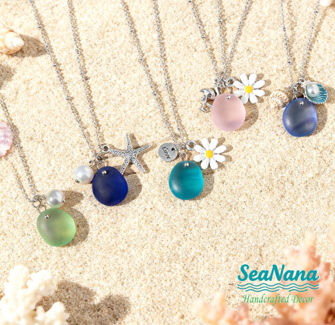 💯The most popular marine gift💝Coastal Reflections🎉——Healing Series of Sea Glass Pendant Necklaces💫