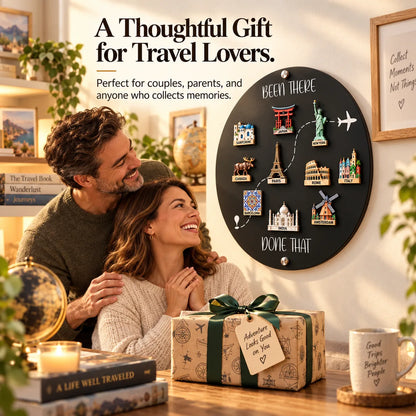 🌍✈️ Been There, Done That Travel Magnet Display Board – Round Souvenir Magnet Wall Organizer, Personalized Travel Memory Decor & Unique Gifts for Travelers 🎁